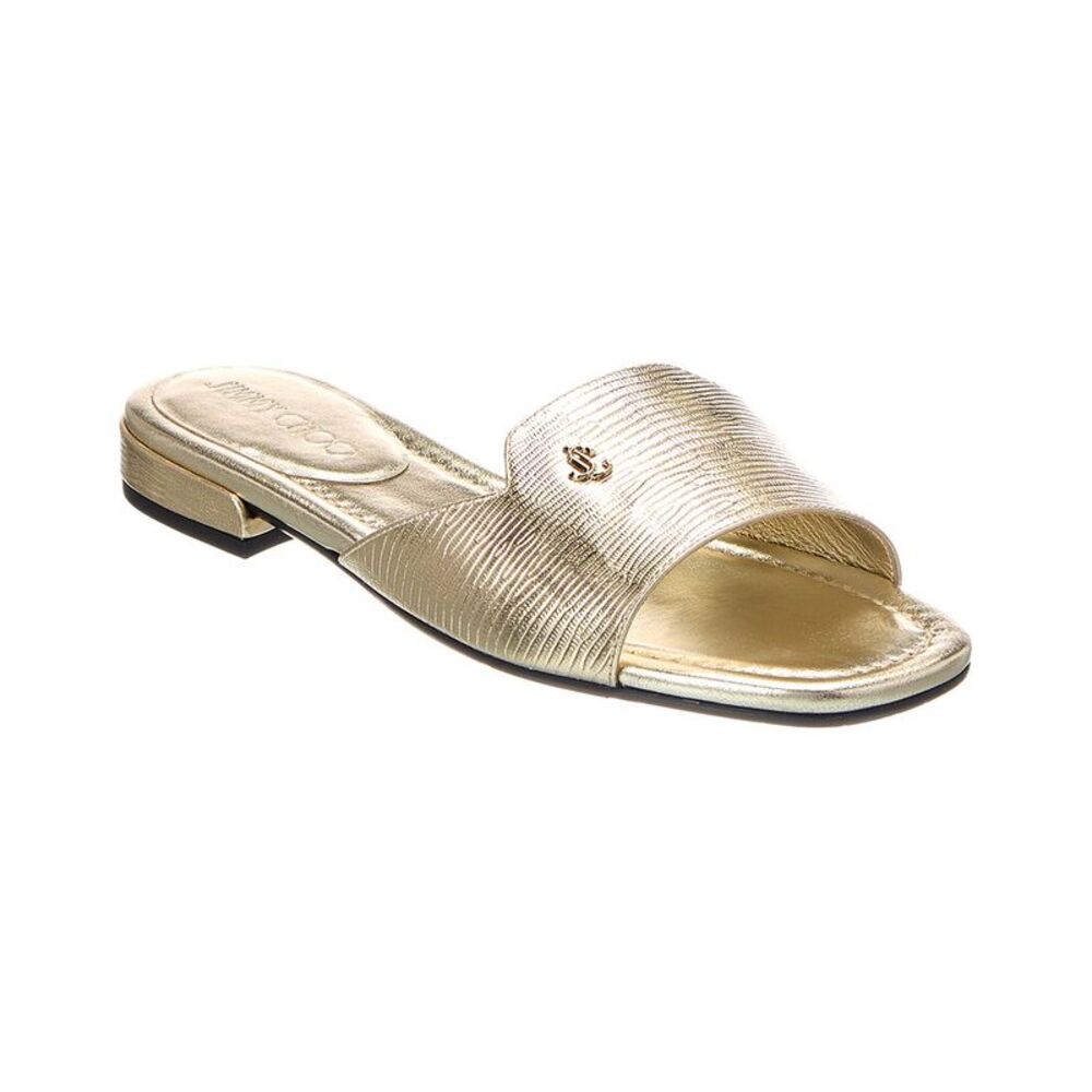 Jimmy Choo Dina Lizard-Embossed Leather Sandal, Gold